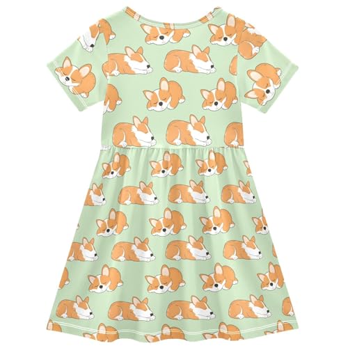 Emelivor Girls Dresses Kids Short Sleeve Casual Twirly Sundress 2T2