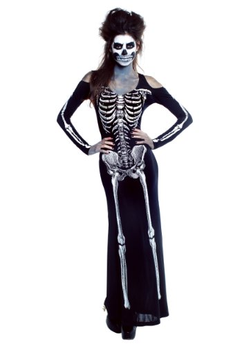Seeing Red Womens Bone Appetit Skeleton Long Dress Costume Large #TOP3