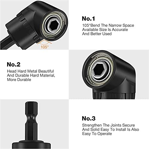 Image of Impact Grade Driver Sockets Adapter Extension Set Drill Bit 3Pcs 1 /4 3 /8 1 /2 inch Universal Socket Adapter Set and Right Angle Drill 105 Degree Right Angle Screwdriver Set Drill Hex Bit Socket Adapter