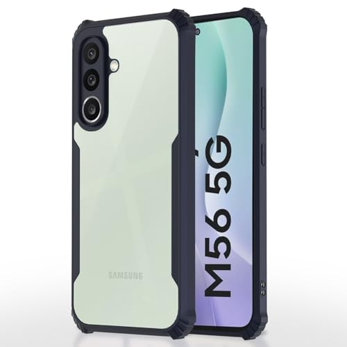 Image of Pikkme Back Cover for Samsung Galaxy M56 5G | Ultra Hyrbid | Full Camera Protection | Raised Edge | Crystal Clear Transparent Bumper Case (Blue)