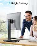 HUANUO Monitor Stand, Freestanding VESA Monitor Mount for 13″–34″ Screens up to 44 lbs, 5 Height Options, Swivel Desk Monitor Stand Riser with 360° Rotation, Tilt, 75x75mm/100x100mm VESA, HNTVS29