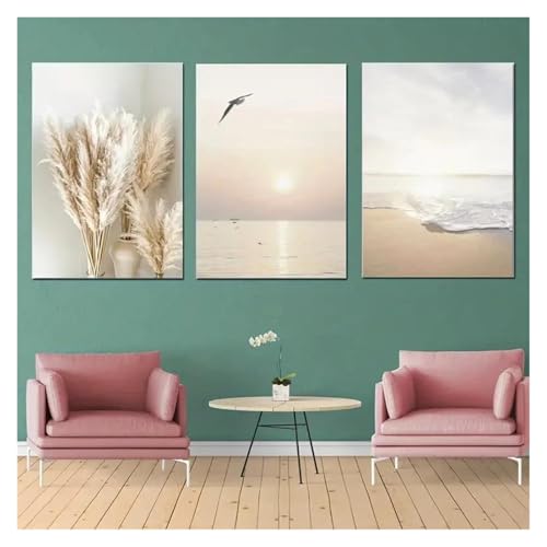 Tableau déco nature 3 pièces 40x50cm triptyque coucher de soleil