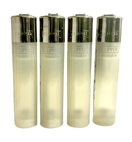 Clear Clipper Translucent Lighters 4 Pack - Refillable