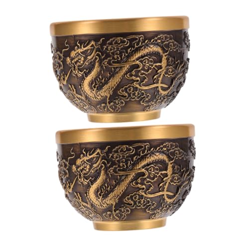 MAGICLULU 2 Pz Bronzo Tazza Per Bere Il Tè Tazze Da Tè Giapponesi Tazza Da Bere Tazza Da Tè Cinese in Rame Tazza Di Succo Di Metallo Tazza Di Rame Coppa Di Antico Ufficio