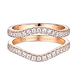 Blongme Ring Enhancers Cubic Zirconia Curved Wedding Band for Women Guard Engagement Ring Sterling S