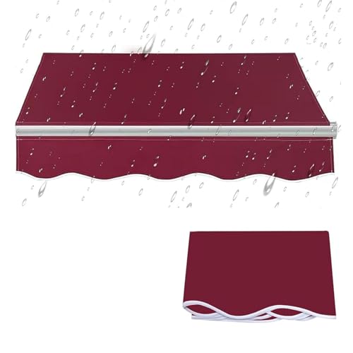 Auvent rétractable 5x3,5 m store banne manuel imperméable rouge vin - 2