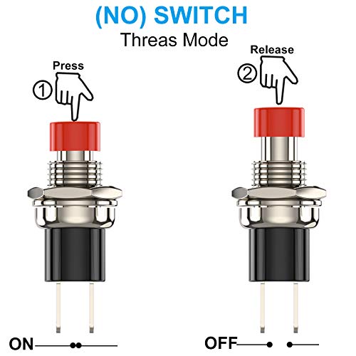 1A 250V AC SPST Normal Open(NO) Momentary Switch 2 Pin Mini Micro Push Button Red Cap 20 Pieces