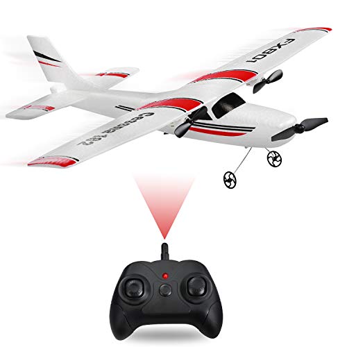 MSLAN 2.4GHz 2 Channels RTF RC Airplane, RC Aircraft with 3-Axis Gyro for Beginner Easy to Fly Glider Toys with 2 Extra Batteries（3 Batteries）