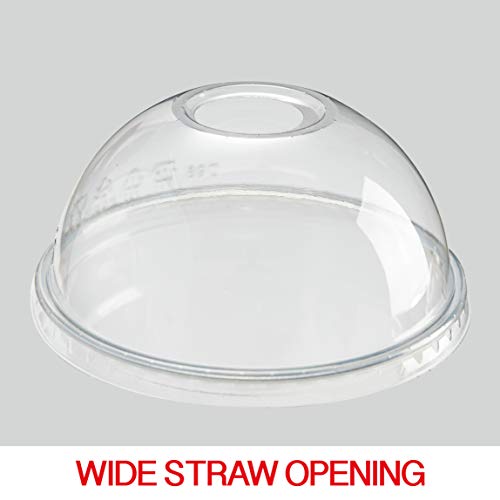Green Direct 12 oz. Disposable Drinking Clear Plastic Cups with Lids | for Ice coffee, Bubble Boba Tea, Cold Drinks, Smoothie Pack of 100