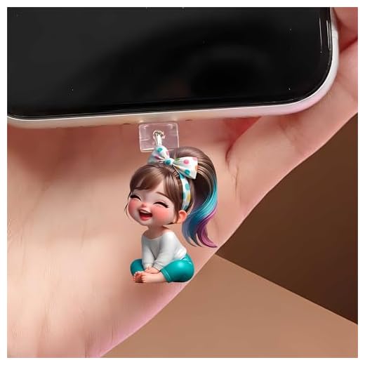 Girl with Colorful Hair Dust Plug Acrylic Charms for electronic products,Type-C Charging Port Dust Plugs Pendant Compatible with E-Reader Phone Tablet, Gift for Christmas, Birthday, Anniversary Day