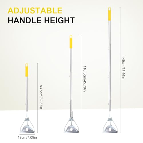 Image of Mop Handle Commercial Heavy Duty - 57 Inch Industrial Metal Mop Stick Replacement for Floor Cleaning - Professional Mops Head Replacement Holder