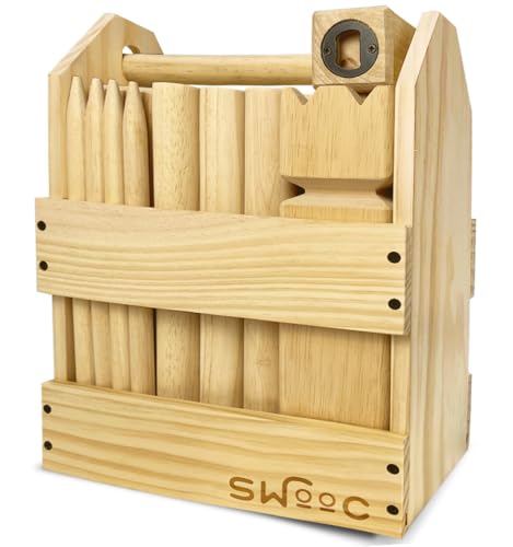 SWOOC Games - Kubb Yard Game Set - Premium Hardwood Viking C...