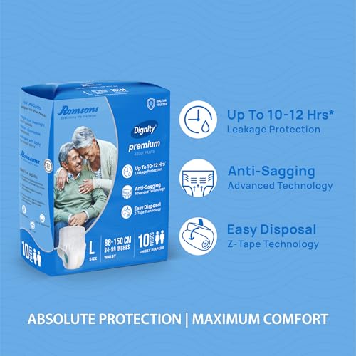 DIGNITY Premium Pant Style Adult Diapers - L (30 Pieces) With Wetness Indicator and Leakage Protection Upto 10-12 Hrs.