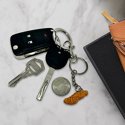 Realistic Chicken Tender Food Keychain Charm, Durable Lobster Clasp Clip For Keys, Backpacks And Bags, Fun Fried Chicken Gift Ideas For Men, Fast Food Themed Car Accessories #TOP3