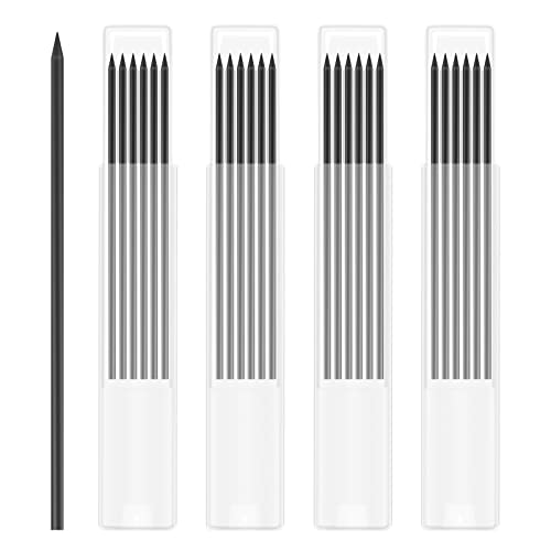 KINBOM 24 Stück 2,8 mm Carpenter Pencil Replacement Leads Refills, Tischler Bleistifte Set Tieflochmarker Tischler Bleistifte Dünn Solide Zimmermannsstift für Zeichnen (Schwarz)