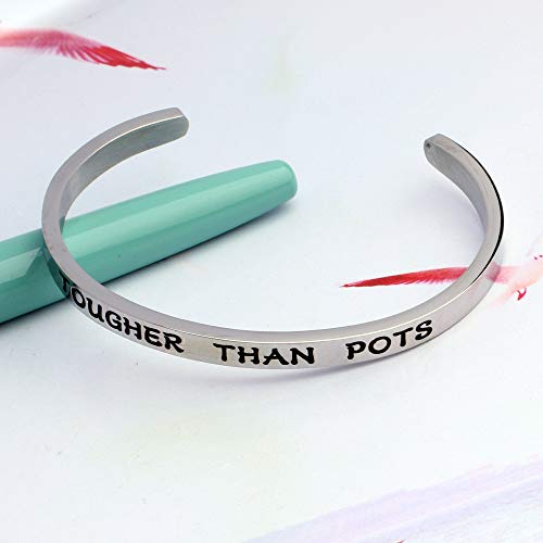 Image of POTS Dysautonomia Awareness Cuff Bracelet Tougher Than POTS Chronic Illness Jewelry