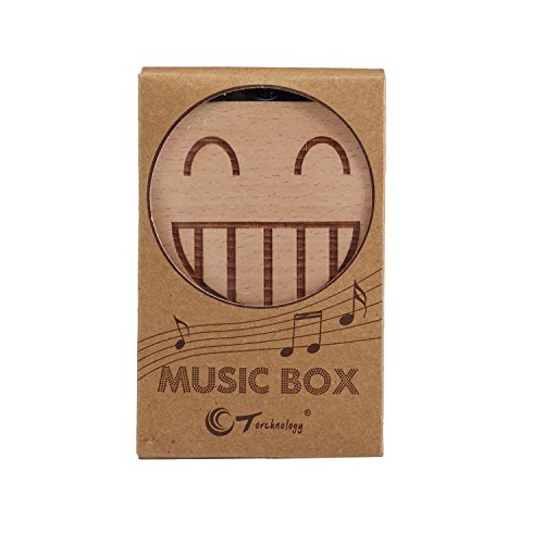 Torch Wooden Creative Music Box Classical Melody With Emoji Face Print (Smiling) #TOP4