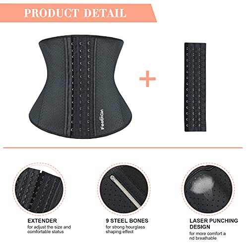 Feelingirl Waist Trainer For Women Waist Cincher Breathable Girdle Waist Trimmer Workout Body Shaper With 9 Steel Boned thumb #3