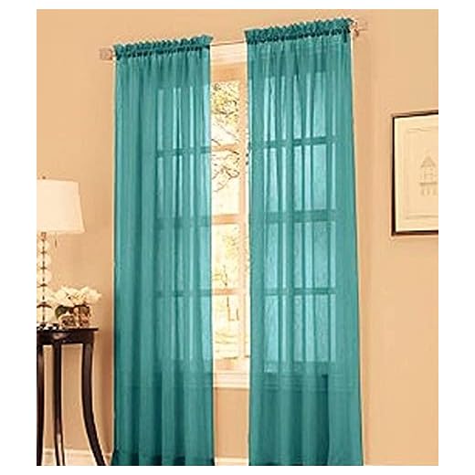 Jasmine Linen 2 Piece Sheer Luxury Curtain Panel Set for Kitchen/Bedroom 84" Inches Long, Variation of Colors (Teal)