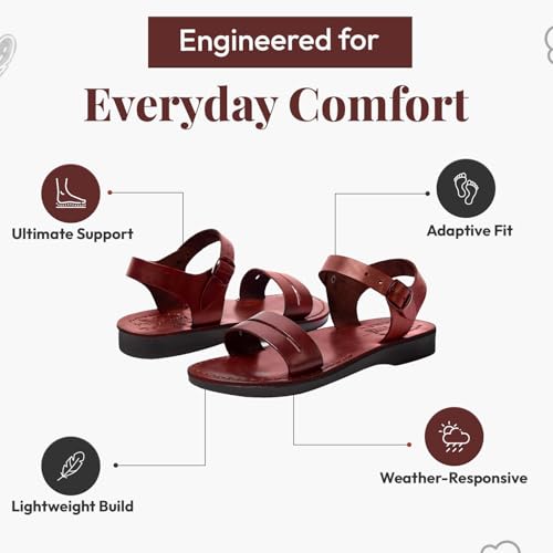 Image of Holy Land Market Men /Women Biblical Jesus Leather Sandals /Slides From Jerusalem (Samaria Style I)