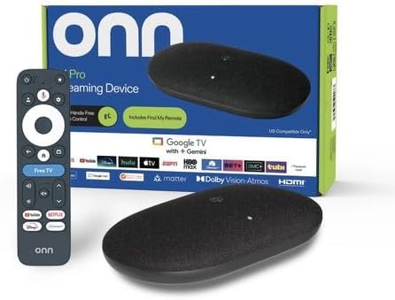IT'S BRAZILIAN ONN 4K Pro Streaming Device, Google TV with Gemini* - Ultra Fast Streaming, Amazing 4K UHD, 32GB Storage, 3GB RAM, Dolby Vision & Atmos, Look for Backlit Remote Control, Ethernet Port