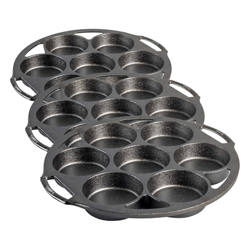 Image of Lodge Seasoned Cast Iron Mini Cake Pan, 7 Impressions (Pack of 3)