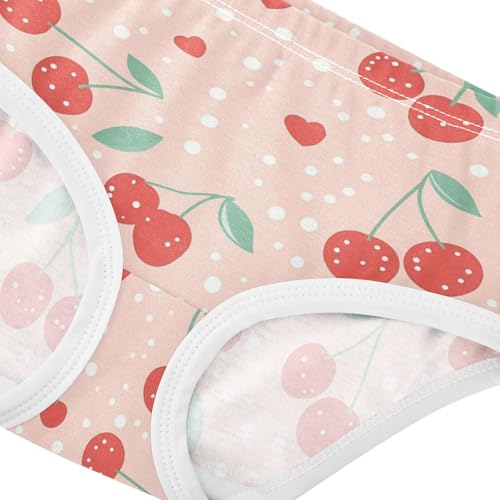 Wusikd Cherry Hearts Girls' Underwear Cotton White Dots Girls Briefs Soft Toddler Underwear 2T4