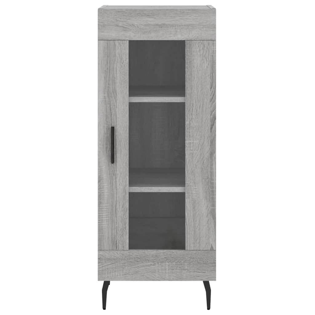 Kredens Sonoma szary, 34,5 x 34 x 90 cm, z materiału drewnopochodnego, ze szklanymi drzwiami, wszechstronne miejsce do przechowywania do sypialni i salonu, trwałe meble