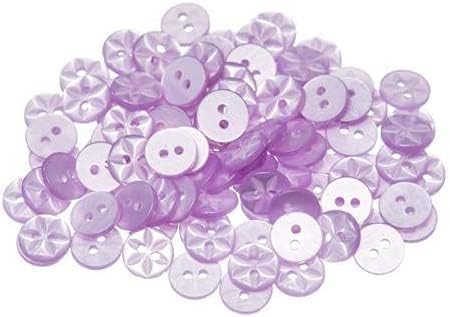 11.5mm Plastic Round Baby Star Buttons Lilac - Pack of 100 Buttons