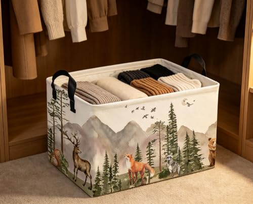 Image of Rectangle Kids Baskets Animal Basket Cute Storage Bin Fish Box for Room Decor Gift Basket(Tree animal)