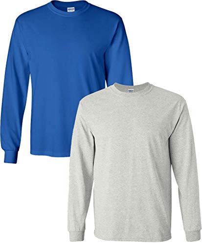 Image of Cotton 6 oz. Long-Sleeve T-Shirt (G240) (Pack of 2) Royal-Ash XL