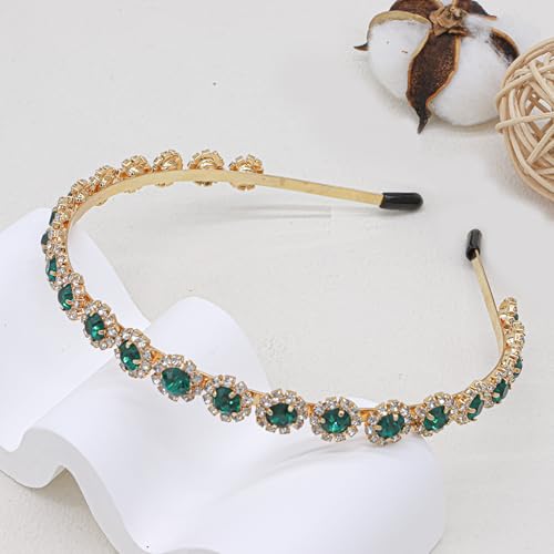 Ammei Headpiece Bridal Headpiece Wedding Headband with Crystal and Hair Accessories (Green, 5.5'')