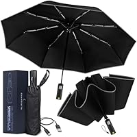 Chandelita Ombrello Pieghevole Antivento 105cm, Leggero, Elettrico, Ricaricabile via USB, Protetto Dai Raggi Uv, con Batteria per 150 Utilizzi - Ombrello Piccolo Da Borsa - Ombrellino Pieghevole