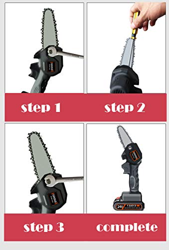 Mini Chainsaw 4-Inch Cordless Electric Protable Chainsaw with Brushless Motor, One-Hand 0.7kg Lightweight, Pruning Shears Chainsaw for Tree Branch Wood Cutting (4inch, Black)