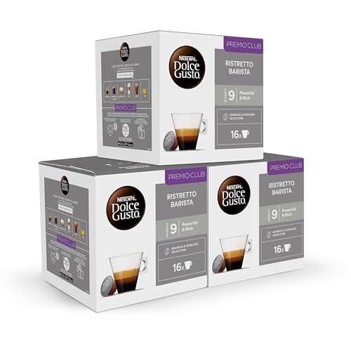 NESCAFÉ Dolce Gusto Ristretto Barista - Cápsulas de Café, 48 Cápsulas (3 x 16) - Espresso fuerte - Intensidad 9 - Café de tueste intenso - Originales para cafeteras Dolce Gusto