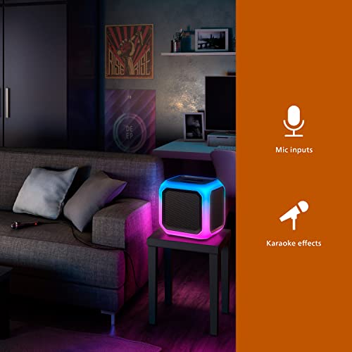 Philips X7207 Bluetooth Party Cube Speaker With 360° Party Lights - Link Up To 50 Speakers, Black #TOP3