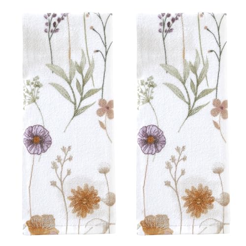 SKL Home Somerset 100% Cotton 2pc Hand Towel Set, Decorative for Bath/Kitchen/Bar & Gift, White