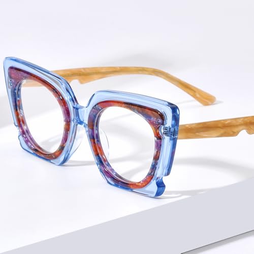 Image of HEPIDEM Gradient Multicolor Acetate Glasses Frame Women Big Oversize Eyeglasses 2023 New Spectacles Eyewear