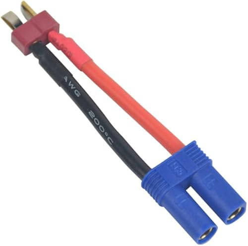 Miniatura 4 de 2 Pares EC5 Conector a Deans Estilo T-Plug Macho Hembra Adaptador de conversión RC 12 AWG Cable de alambre para RC Hobby Modelo FPV Dron Rojo y Azul