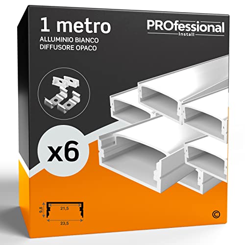 Profilo Alluminio Per Strisce LED - 8 Pezzi Da 2m - Bianco - Opaco - Per LED Fino A 12.4mm - Foto 6