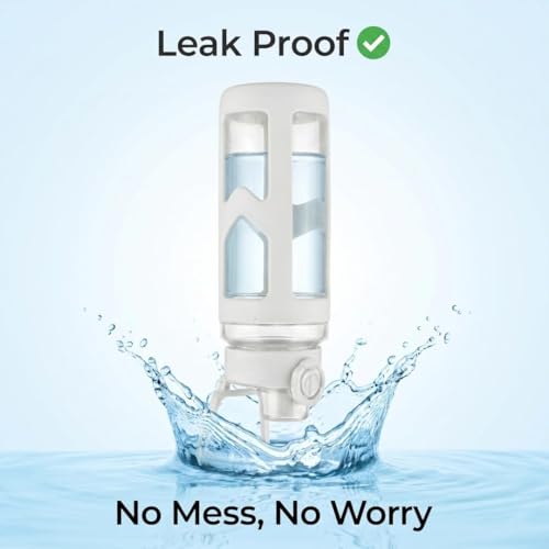 Image of LHOTSE Cute Square Water Bottle for School with Straw & Leakproof Lid - Large Capacity Kawaii Bottle for Kids, Girls & Office Usen 700 ML (Off-White)