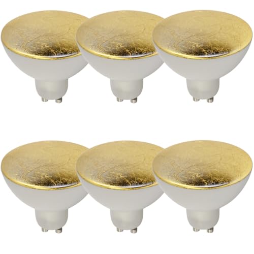 NCC Licht RM70   Juego de 6 bombillas LED para espejo retrovisor (GU10, 5 W, 350 lm, 2700 K, luz blanca cálida, 3 niveles, intensidad regulable, diseño elegante y elegante reflejo de la luz