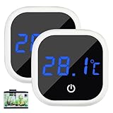 【Installation facile】 Le thermomètre numérique mini pour aquarium est compact, ne cache pas le paysage de l’aquarium et est muni d’un adhésif 3M en PVC étanche. Il suffit de retirer la colle et de placer le thermomètre sous la ligne de niveau d'eau à l'extérieur du réservoir d'eau. La sonde n'a pas besoin d'être immergée dans l'eau. Le thermomètre pour aquarium offre un environnement propre et sûr pour vos poissons (ne plongez pas le thermomètre dans l'eau).