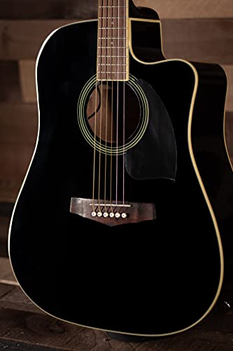 Ibanez Pf Series Pf15Ece Dreadnought Cutaway Acoustic-Electric Cutaway Guitar Gloss Black #TOP4
