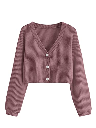 Image of SweatyRocks Women's Long Sleeve Button Front V Neck Soft Cardigan Sweaters