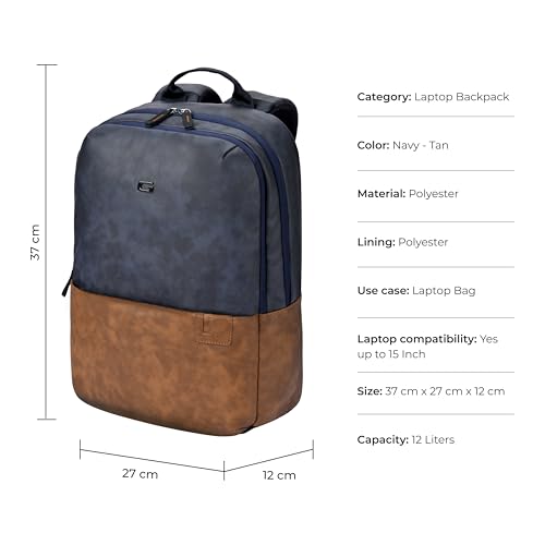 Gear Uber Leatherite Medium Faux Leather Water Resistant Laptop Backpack - Image 2