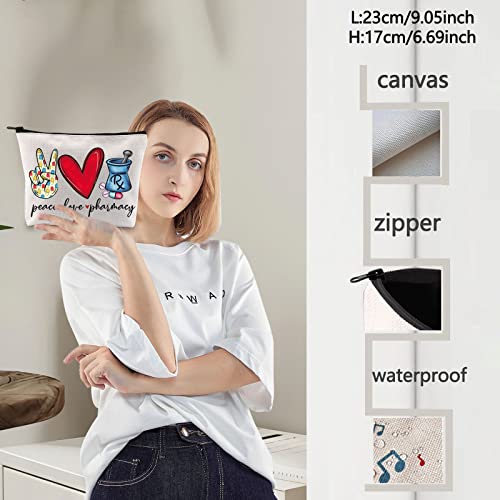 Levlo Pharmacist Rx Cosmetic Make Up Bag Pharmacy Technician Gift Peace Love Pharmacy Makeup Zipper Pouch Bag For Graduation Birthday (Peace Love Pharmacy) #TOP2
