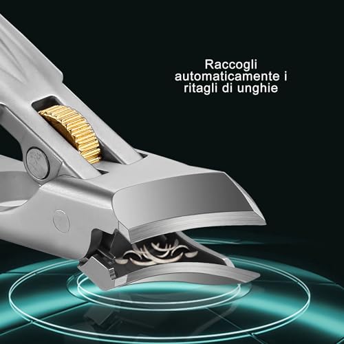 ZIZZON Wide Opening Jaw Angled Toe Nail Clippers for Thick or Ingrown Toenails, Ultra Sharp Nail Cutter with Catcher and Lock, Ergonomic Lever Clippers for Fingernails and Toenails