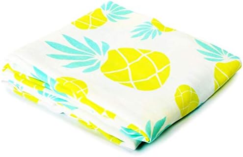 Muslin Swaddle Blanket Large 47"x47" Pineapple Print - Super Soft Breathable Bamboo Cotton for Newborn Infant - Baby Receiving Swaddling Blanket Wrap Boys Girls