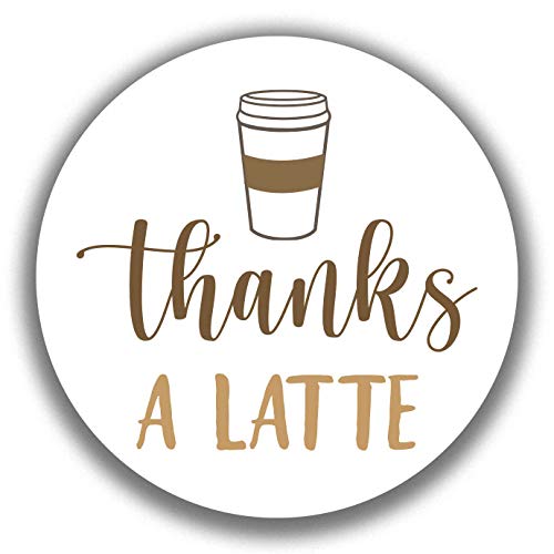 Autocollants marron latte ronds de 5,1 cm écriture Thanks A Latte lot de 40